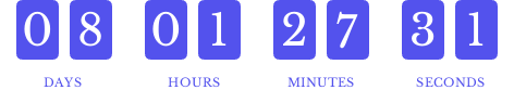 Vibrant rounded rectangle filled char countdown timer from CountdownBuilder in a promotional email